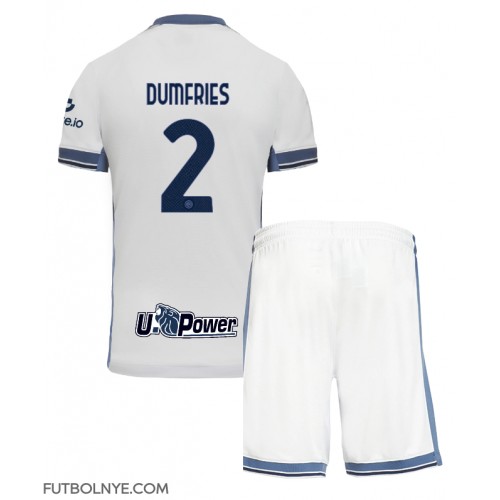 Camiseta Inter Milan Denzel Dumfries #2 Visitante Equipación para niños 2024-25 manga corta (+ pantalones cortos)